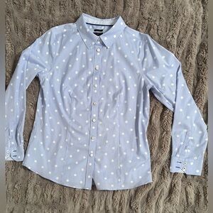 Talbots Light Blue Polka Dot Button Down Shirt